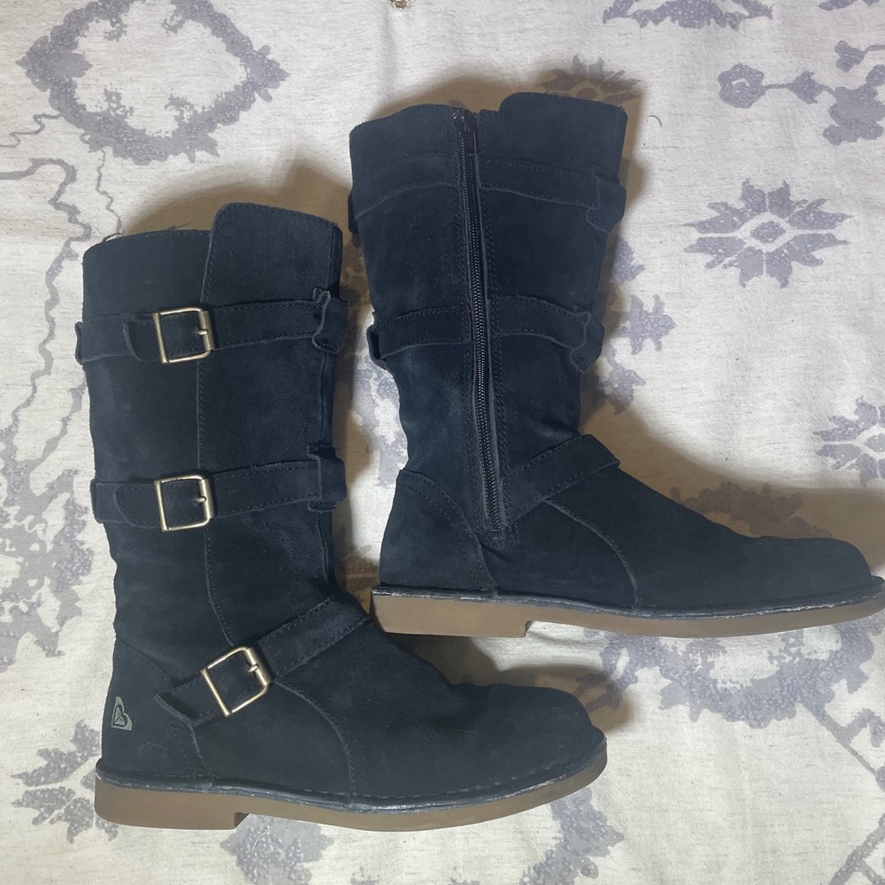 ROXY Black Suede Zip-up ‘Out‑Ta Sight’ Boots